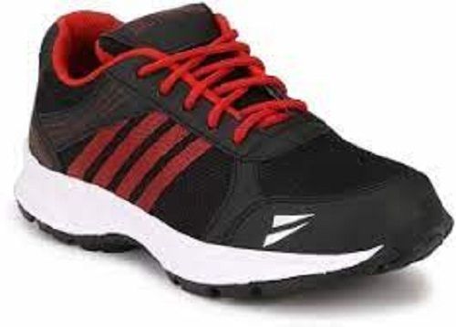 Black And Red Color Mens Mesh Running Shoes