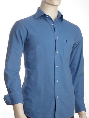 Full Sleeves Button Closure Formal Wear Plain Dyed Cotton Shirt For Men