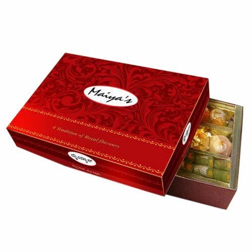 Glossy Laminated Uv Offset Printed Sweet Packaging Box - Color: Red