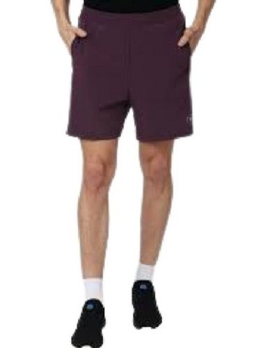 Purple Lightweight Plain Casual Wear Regular Fit Cotton Short For Men