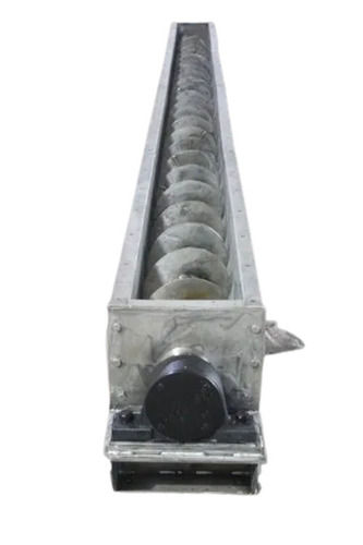 Grey Stainless Steel Body Heat Resistant Live Powered Horizontal Screw Conveyor