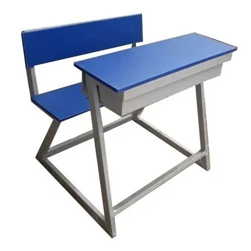 Two Seater Water Resistance Paint Coated Iron And Pvc School Bench No Assembly Required