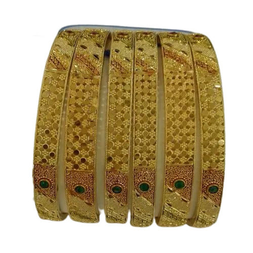 2.6 Inches Gold Plated Artificial Bangles, Set Of 6 Pieces