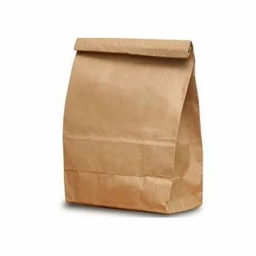 Brown 3 Kilogram Capacity Disposable Plain Kraft Paper Food Packaging Bag