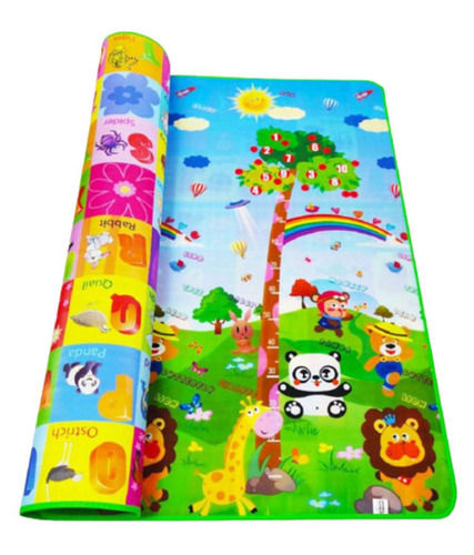 Multicolor 3 Mm Thick Rectangular Latex Bottom Printed Cotton Body Baby Floor Mat