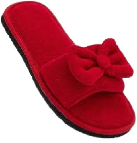 Fabric Girls Red Flip Flop Kids Slippers