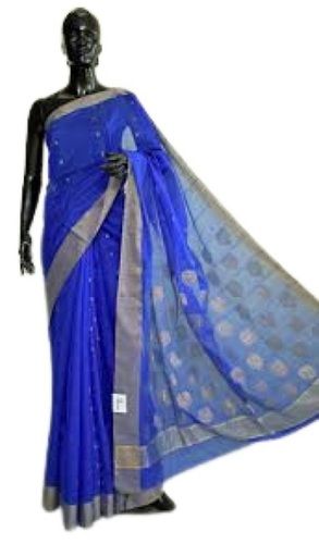 Blue Ladies Broad Border Plain Cotton Saree With Matching Blouse Piece at  Best Price in Coimbatore