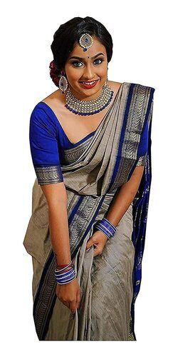 Ladies Silk Saree With Unstitched Blouse For Party Wear