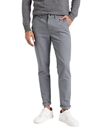 Washable Mens Plain Grey Slim Fit Casual Wear Cotton Trousers