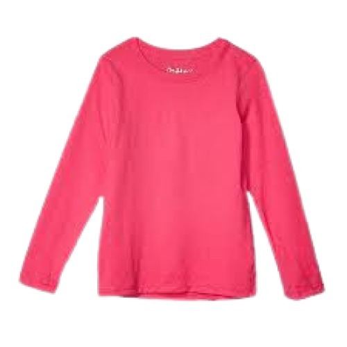 Plain Round Neck Full Sleeve Casual Wear Cotton T Shirt For Ladies - Cotton, Sizes S-XXL, Pink, Long Sleeves | O-Neck Collar, Stylish Design, UV Protection