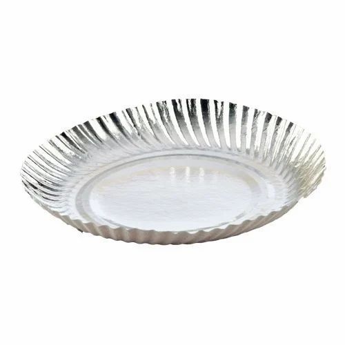 Silver Round And Plain Disposable Paper Plate For Event And Parties Use