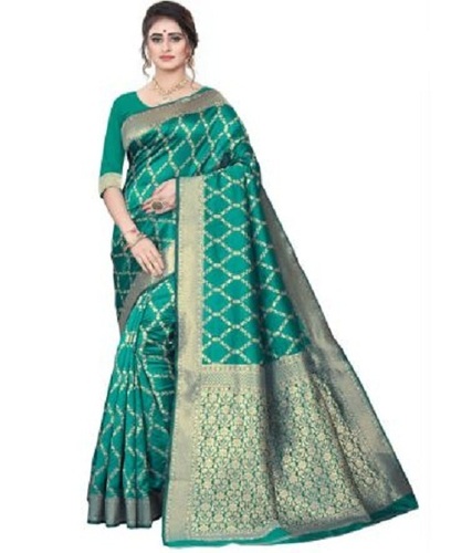 Banarasi Silk Saree - Cotton Silk Fabric, Multicolor Zari Work | Festive Occasion Wear, Suitable for Summer and Winter