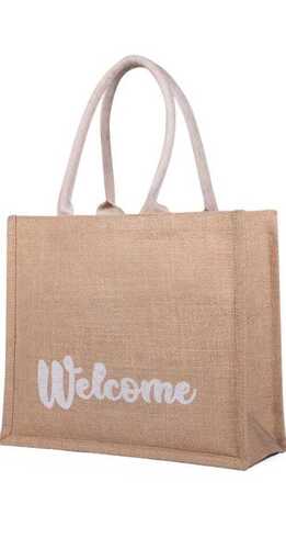 Beautiful Look Plain Pattern Jute Bags For Shopping With Handle