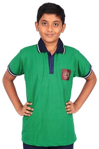 Boys Polo Neck Plain Cotton T Shirts For School Uniform