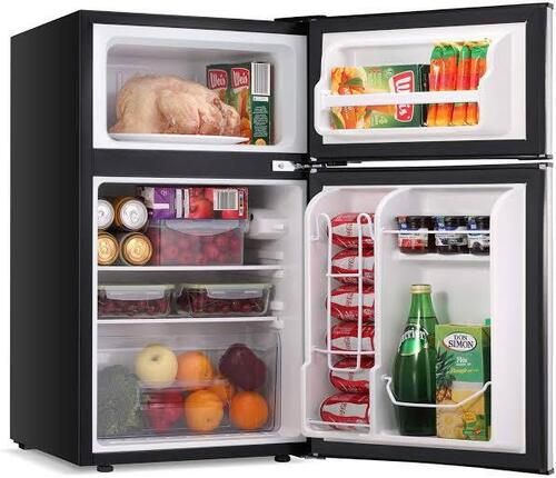 Black Highly Durable Portable Automatic Double Door Electric Refrigerator