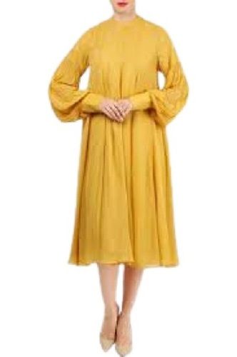 Plain Long Sleeve Casual Wear Georgette Kurti For Ladies  Bust Size: 42 Inch (In)