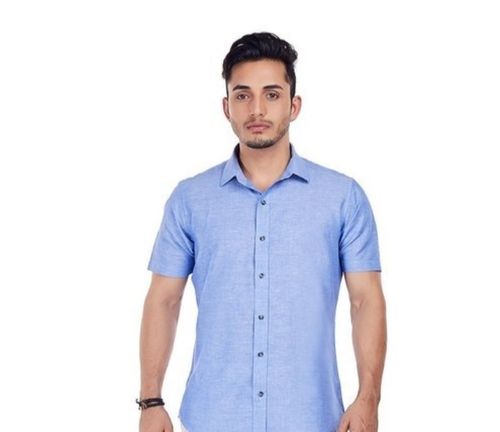 Men Short Sleeves Plain Cotton Shirt For Casual Wear