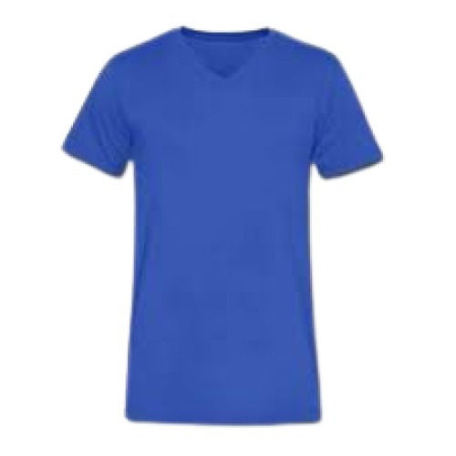 Cotton T-Shirt - Sizes S, M, L, XL, XXL | Classic V-Neck, Short Sleeves, Solid Blue Color