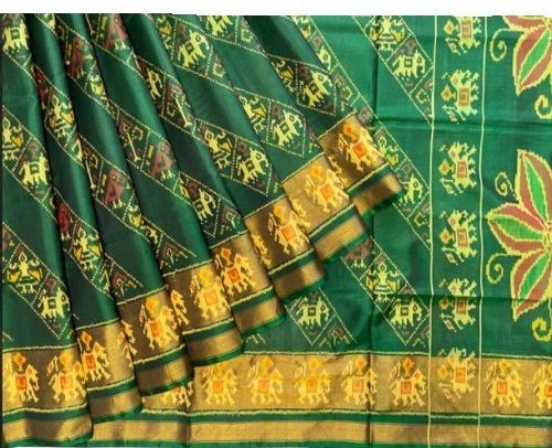 Green Premium Quality Skin Friendly Multi Color Patola Silk Saree