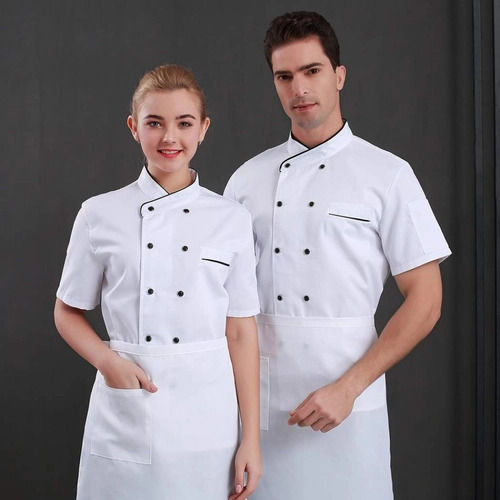 White Unisex Plain Cotton Catering Uniform For Chef And Catering Use