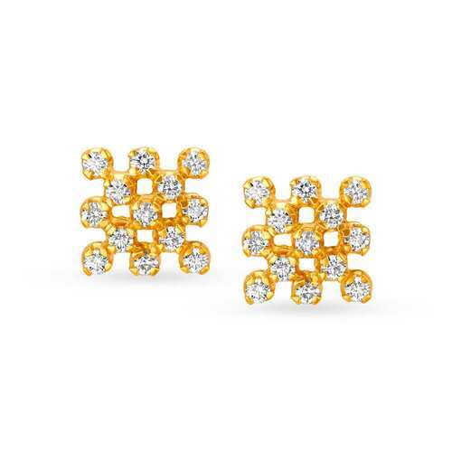 2.123 Grams Polished Diamond And 18 Karat Yellow Gold Earring Gender: Women'S