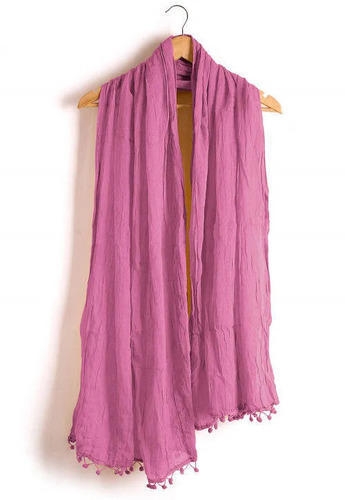 Purple 2 Meter Anti Wrinkle Plain Dyed Skin Friendly Cotton Dupatta For Ladies