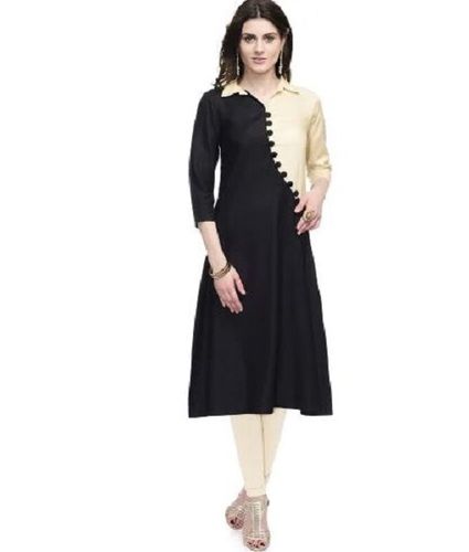 3 By 4 Sleeve Plain Stylish Indo Western Kurti For Ladies Bust Size: 32 Inch (In)