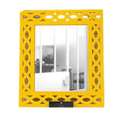 44 X 51 Cm 4 Mm Thickness Yellow Rectangle Shape Wooden Designer Mirror