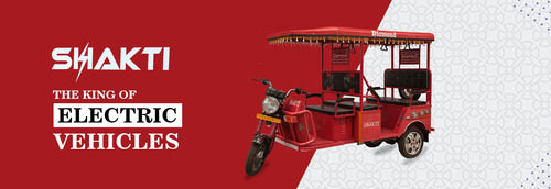 6 Seater Capacity Red Battery Operated Passenger E-Rickshaw With Iron Roof Battery Capacity: 81   100Ah