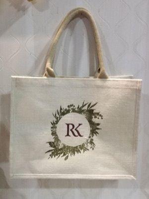 Natural 8.5*9.5*4 Inches Eco Friendly Washable Printed Jute Shopping Bag