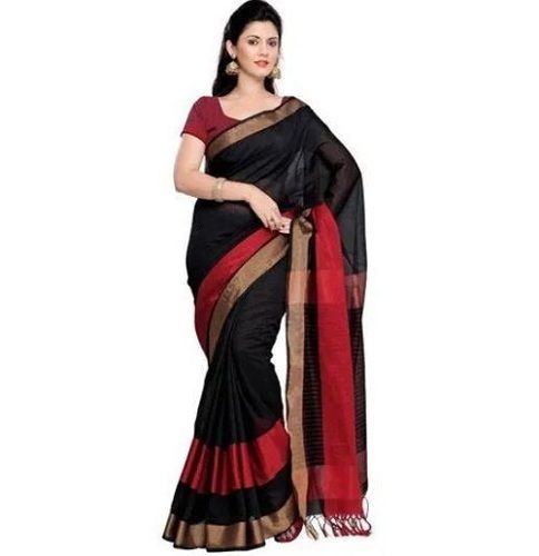 Black Casual Wear Cotton Silk Ladies Saree