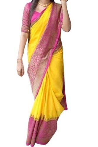 Ladies Plain Dual Colour Traditional Silk Saree