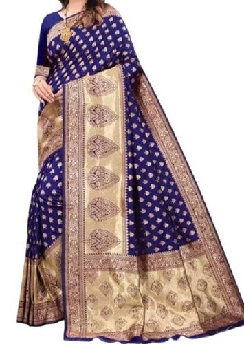 Summer Ladies Printed Navy Blue Traditional Wear Art Silk Saree