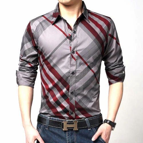 Mens Full Sleeve Button Closure Casual Printed Cotton Shirt