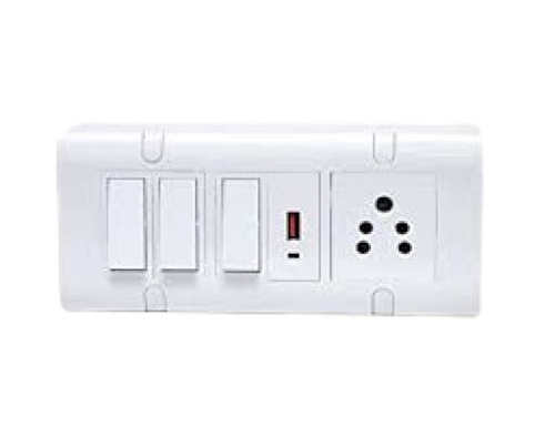 व्हाइट प्रीमियम क्वालिटी और लाइटवेट प्लास्टिक मटेरियल इलेक्ट्रिकल स्विच