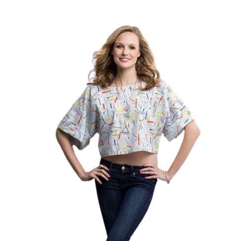 30 Inch Length L Size Half Sleeves Cotton Printed Crop Top For Ladies