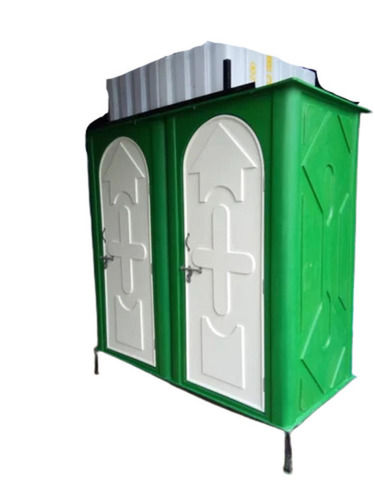 Green 5 Mm Thick Pvc Panel Roof Frp Portable Toilet With Two Doors