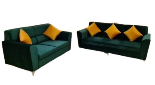 मशीन से साफ करने में आसान मैट फिनिश्ड वुडन और वेलवेट 5 सीटर फैंसी सोफा सेट