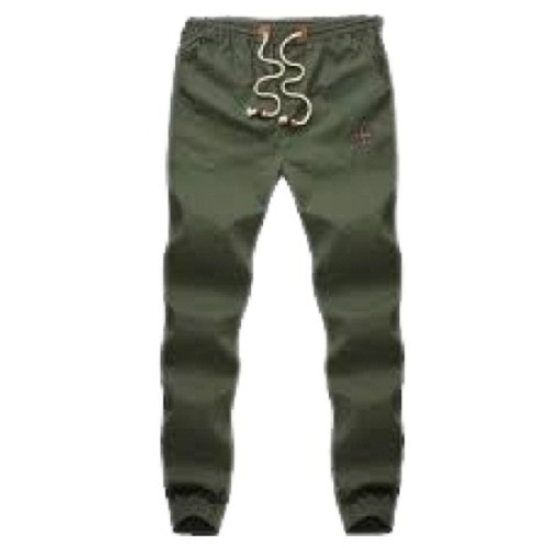 Mens Plain Green Cotton Casual Wear Track Pants - Cotton, Sizes S/M/L/XL, Green | Relaxed Fit, Drawstring Waistband, Lightweight, Breathable
