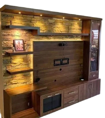 मॉडर्न स्टाइल UV और वाटर रेसिस्टेंट इको फ्रेंडली पॉलिश वुडन टीवी यूनिट कोई असेंबली की आवश्यकता नहीं है