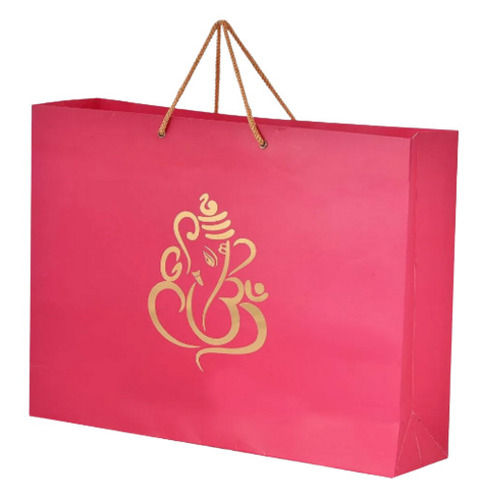 Red Premium Quality 16X14 Inches Rope Handle Printed Designer Kraft Paper Bag