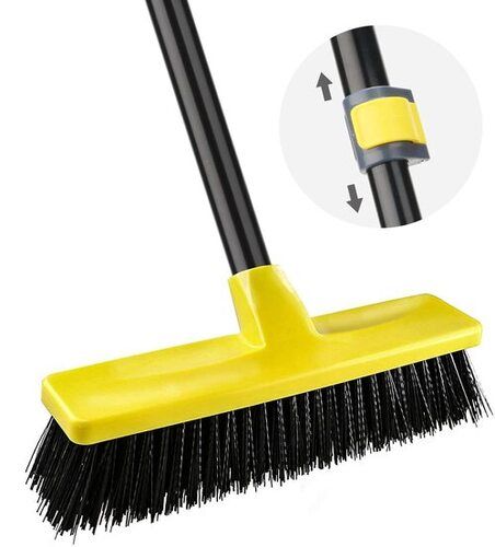 18 Inch Nylon Bristle Yellow Floor Brush With Wiper For Floor Sweeping