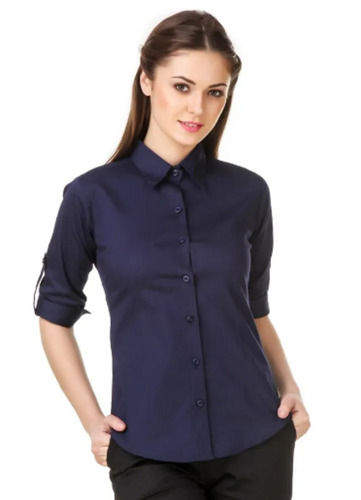 Beads Closure And 3/4Th Sleeve Cotton Women Formal Shirt Age Group: Adults