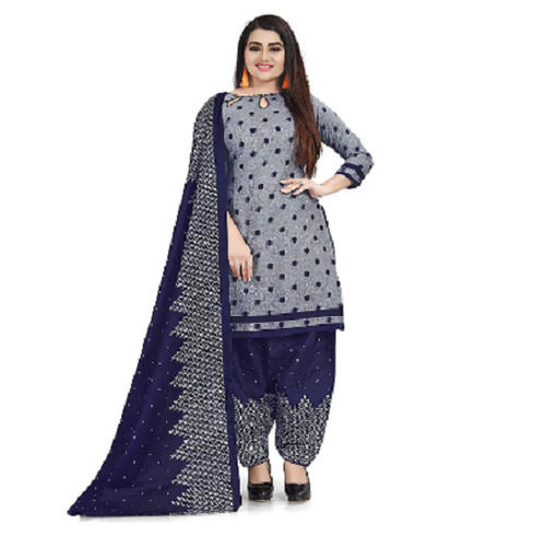 Breathable And Anti Wrinkle Three Fourth Sleeve Printed Salwar Suit  Decoration Material: Paint