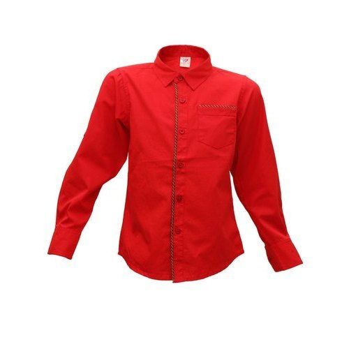 Casual Wear Mens Full Sleeve Button Closure Red Cotton Shirt