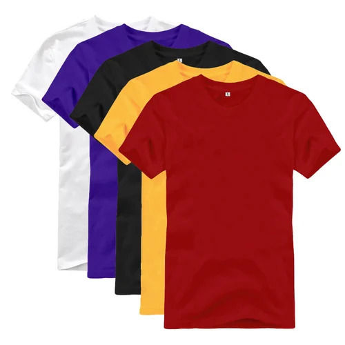 Mens Colored Half Sleeve Cotton T Shirts, Set Of 5 Pieces