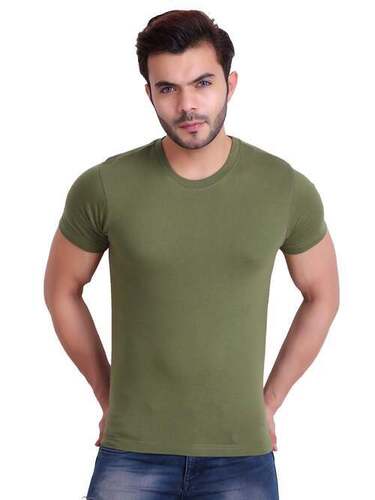 Short Sleeves Round Neck Plain Dyed Stretchable Spandex T-Shirt For Men Age Group: 18 To 45