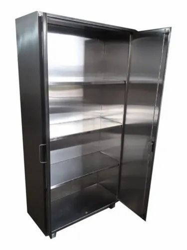 7x3.5 Feet 4 Shelves Silver Stainless Steel Medical Cabinet