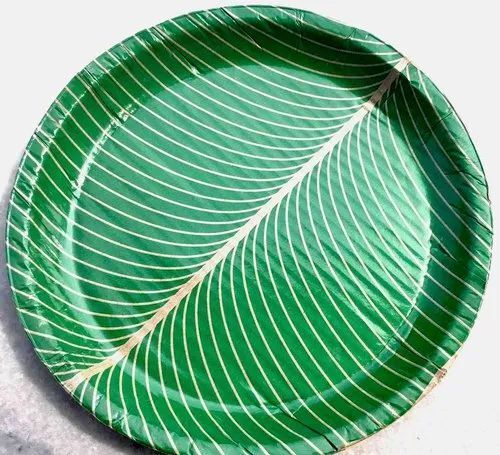 Circular Green Disposable Paper Plates For Events And Parties Supply