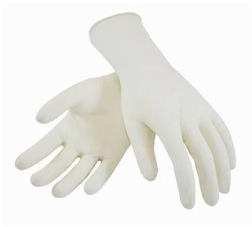 White Comfortable And Disposable Plain Full Fingered Latex Examination Gloves